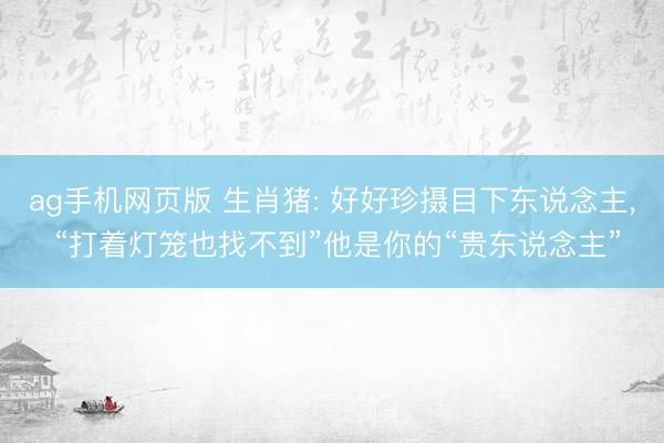 ag手机网页版 生肖猪: 好好珍摄目下东说念主， “打着灯笼也找不到”他是你的“贵东说念主”