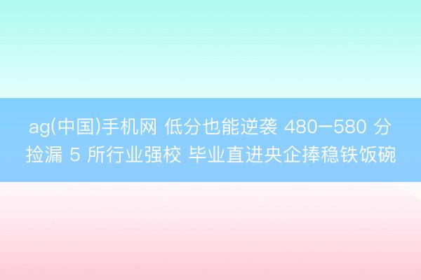 ag(中国)手机网 低分也能逆袭 480–580 分捡漏 5 所行业强校 毕业直进央企捧稳铁饭碗