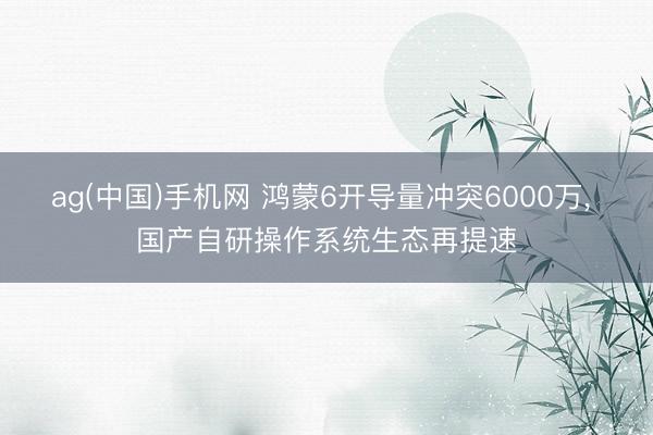 ag(中国)手机网 鸿蒙6开导量冲突6000万， 国产自研操作系统生态再提速