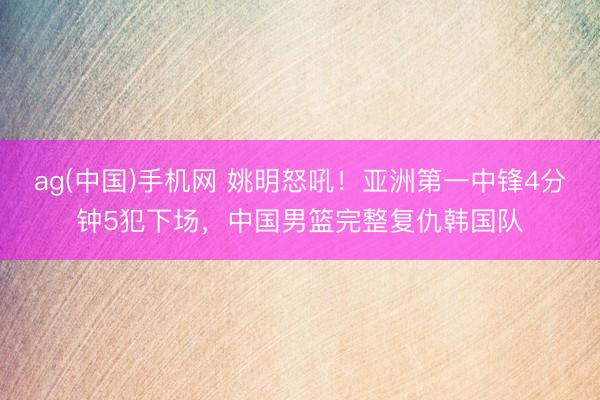 ag(中国)手机网 姚明怒吼!亚洲第一中锋4分钟5犯下场,中国男篮完整复仇韩国队