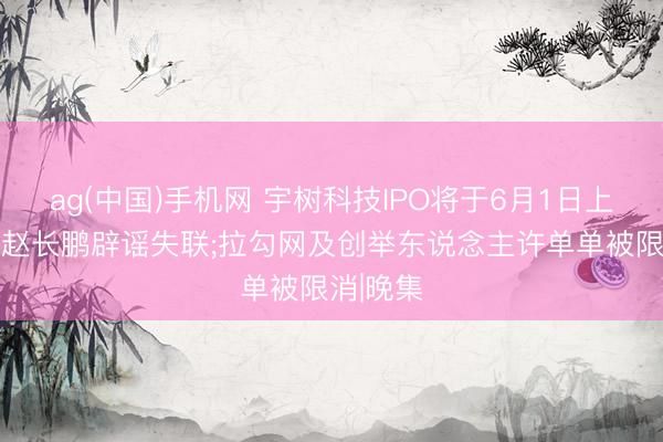 ag(中国)手机网 宇树科技IPO将于6月1日上会;币安赵长鹏辟谣失联;拉勾网及创举东说念主许单单被限消|晚集