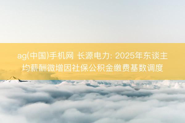 ag(中国)手机网 长源电力: 2025年东谈主均薪酬微增因社保公积金缴费基数调度