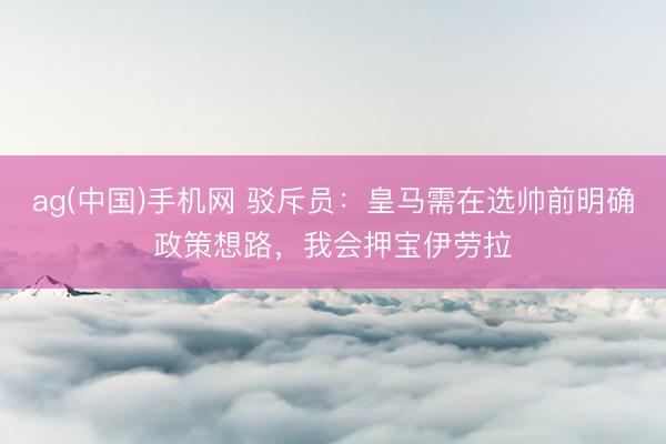 ag(中国)手机网 驳斥员：皇马需在选帅前明确政策想路，我会押宝伊劳拉