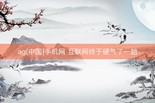 ag(中国)手机网 互联网终于硬气了一趟