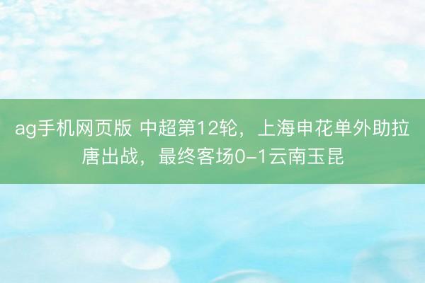 ag手机网页版 中超第12轮，上海申花单外助拉唐出战，最终客场0-1云南玉昆