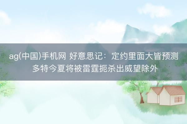 ag(中国)手机网 好意思记：定约里面大皆预测 多特今夏将被雷霆扼杀出威望除外