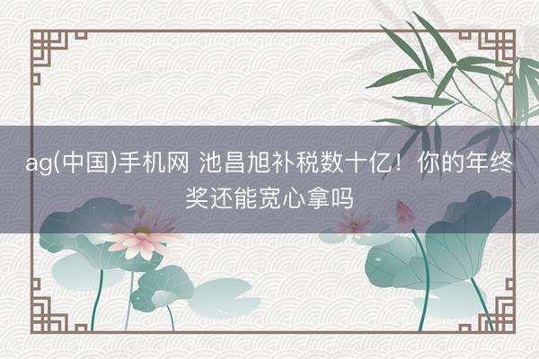 ag(中国)手机网 池昌旭补税数十亿！你的年终奖还能宽心拿吗