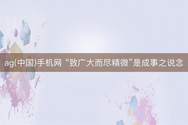 ag(中国)手机网 “致广大而尽精微”是成事之说念