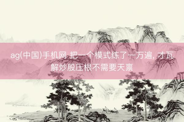 ag(中国)手机网 把一个模式练了一万遍， 才瓦解炒股压根不需要天禀
