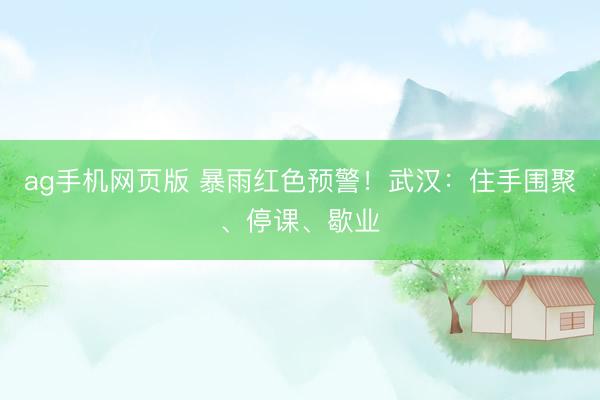 ag手机网页版 暴雨红色预警！武汉：住手围聚、停课、歇业