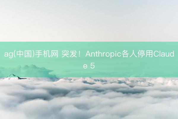 ag(中国)手机网 突发！Anthropic各人停用Claude 5