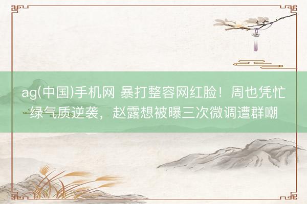 ag(中国)手机网 暴打整容网红脸!周也凭忙绿气质逆袭,赵露想被曝三次微调遭群嘲